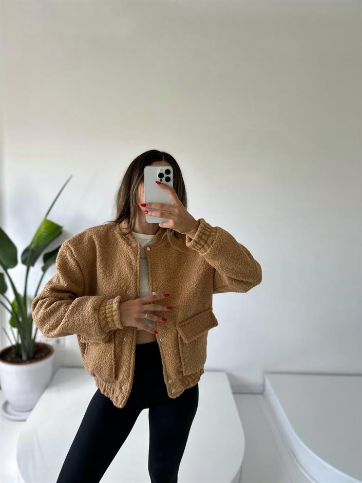 Camel Buklet Teddy Bomber Ceket