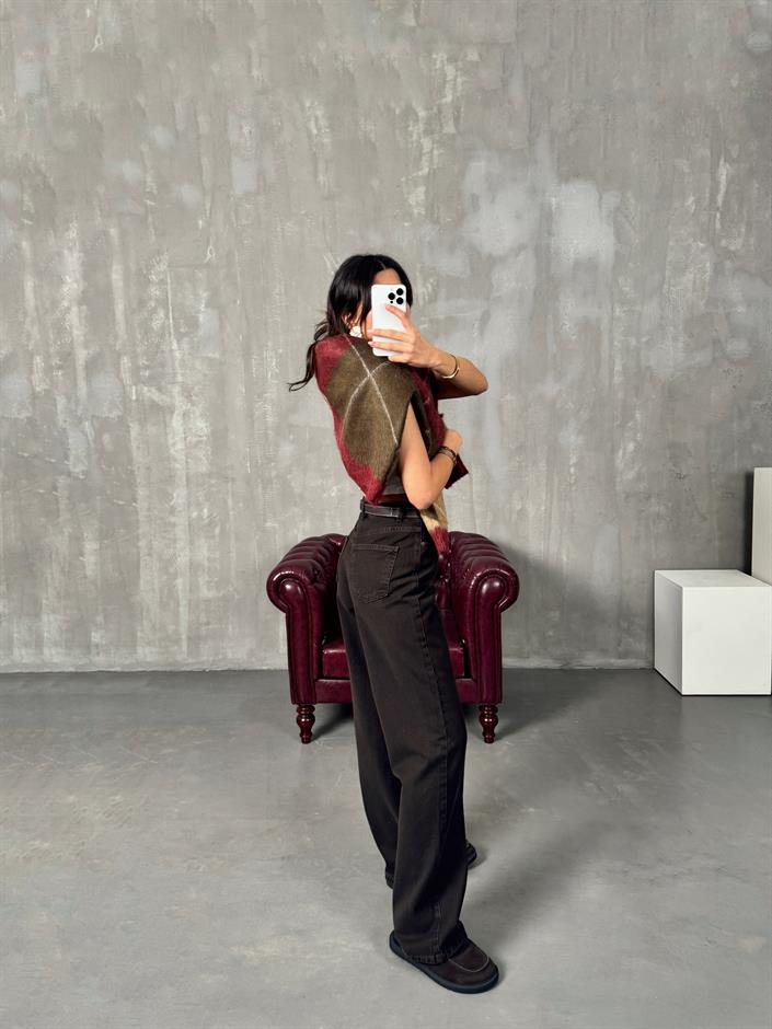 Targi Kahve Yüksek Bel Wide Leg Jean