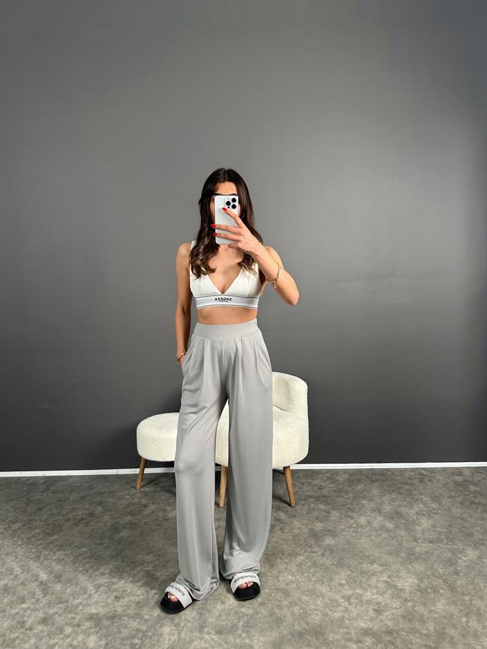 Anja Açık Gri Pike Modal Kumaş Pantolon