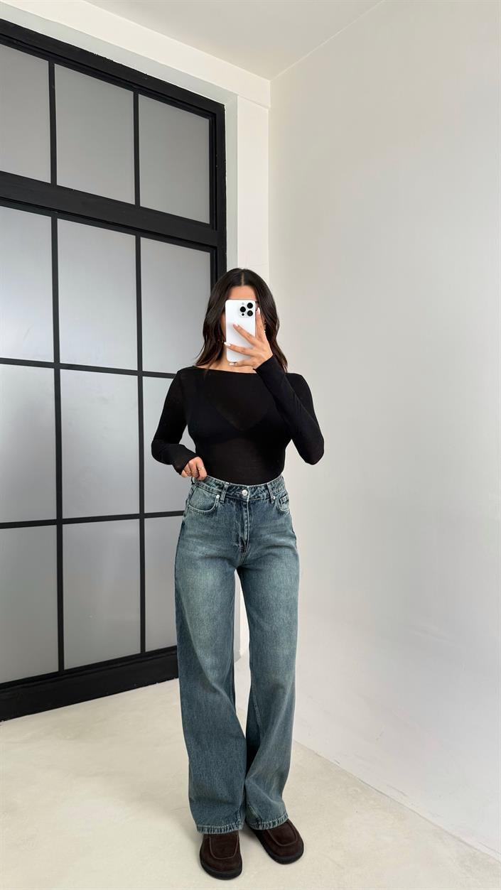 Mavi Yüksek Bel Straight Jean GAUS-00547