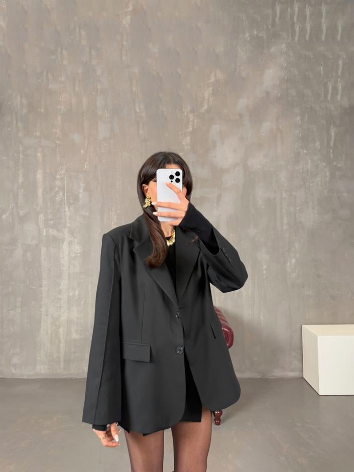 Lenora Siyah Astarlı Blazer Ceket