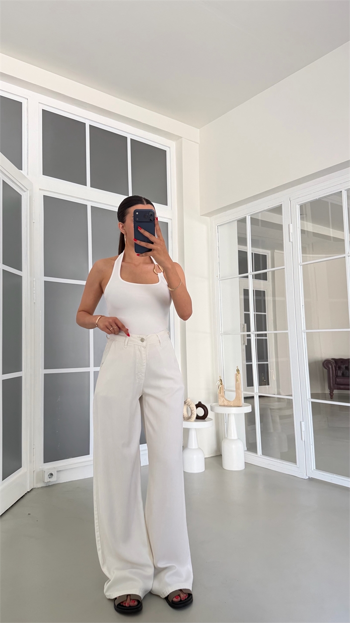 Ekru Yıkamalı Tencel Denim Pantolon GAUS-01786