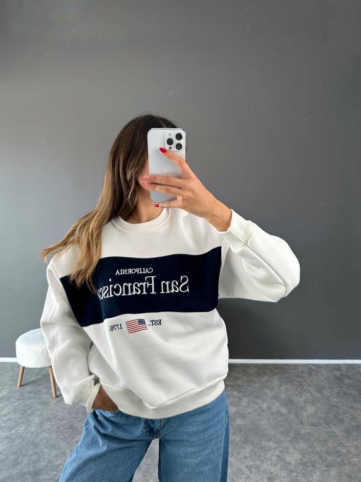 Francisco Beyaz Şarodnlu Sweatshirt