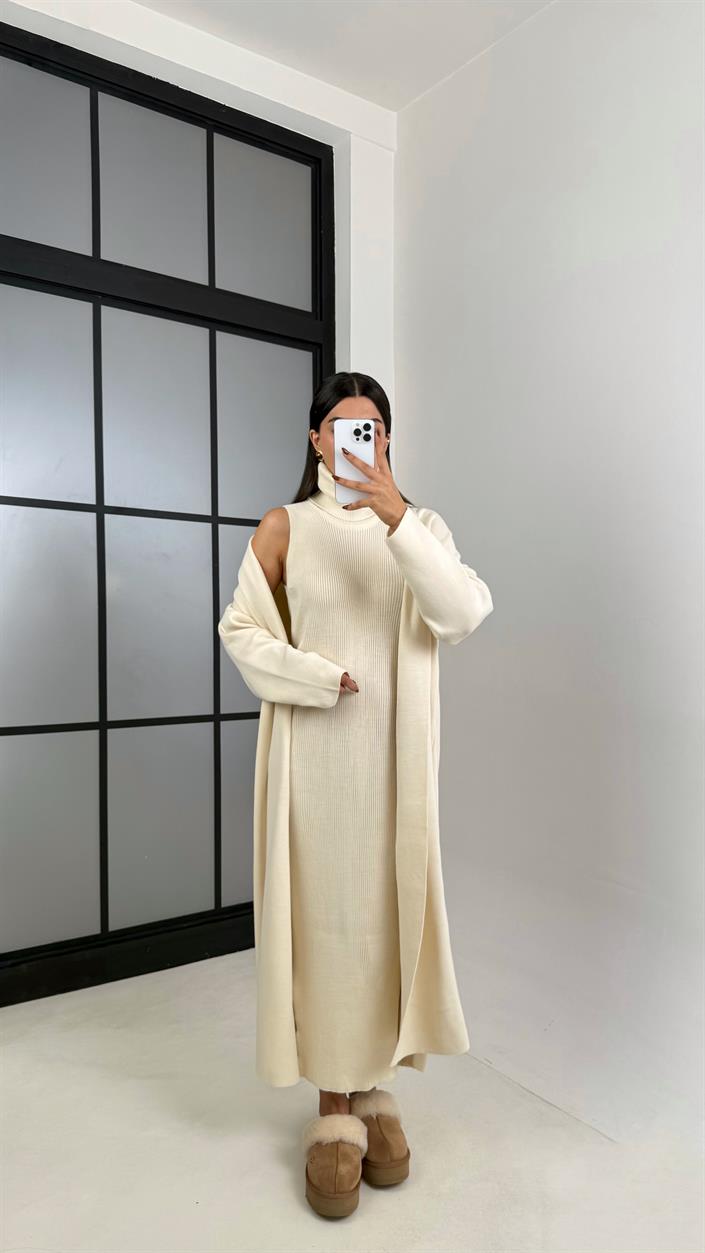 Krem Balıkçı Yaka Triko 2Li Takım GAUS-00211