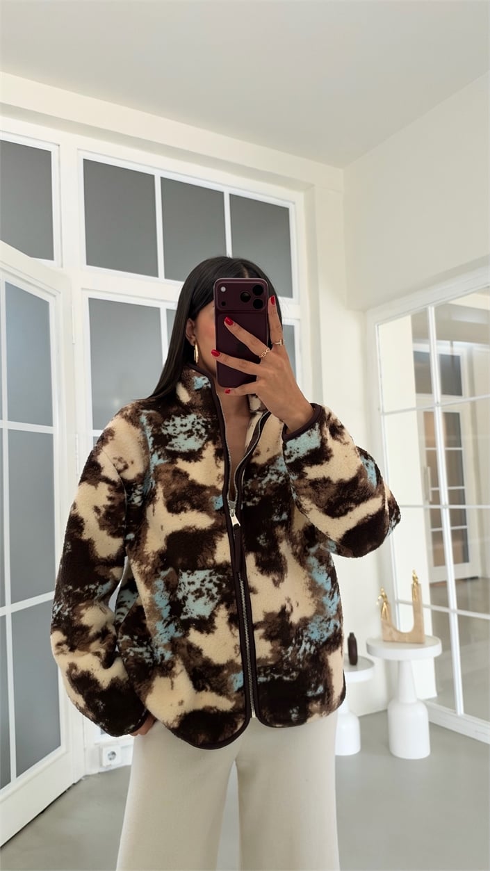 Çok Renkli Fermuarlı Cepli Polar Sweatshirt GAUS-01916 GAUS-02291