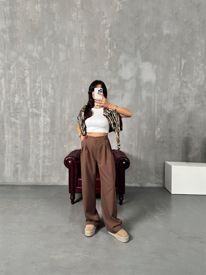 SVN Kahve Kumaş Palazzo Pantolon