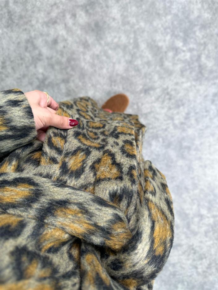 Orse Leopar Desenli Kırçıllı Astarlı Kaban