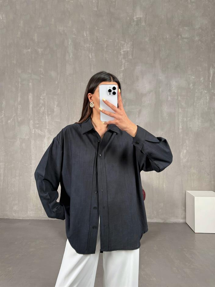 Siyah Oversize Gömlek Gaus00146