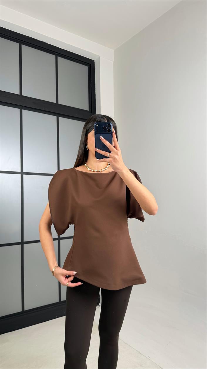 Kahve Balon Kol Bluz GAUS-01126