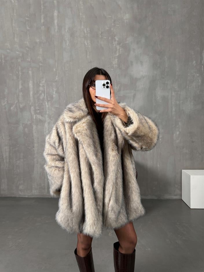 Revena Krem Astarlı Premium Kürk