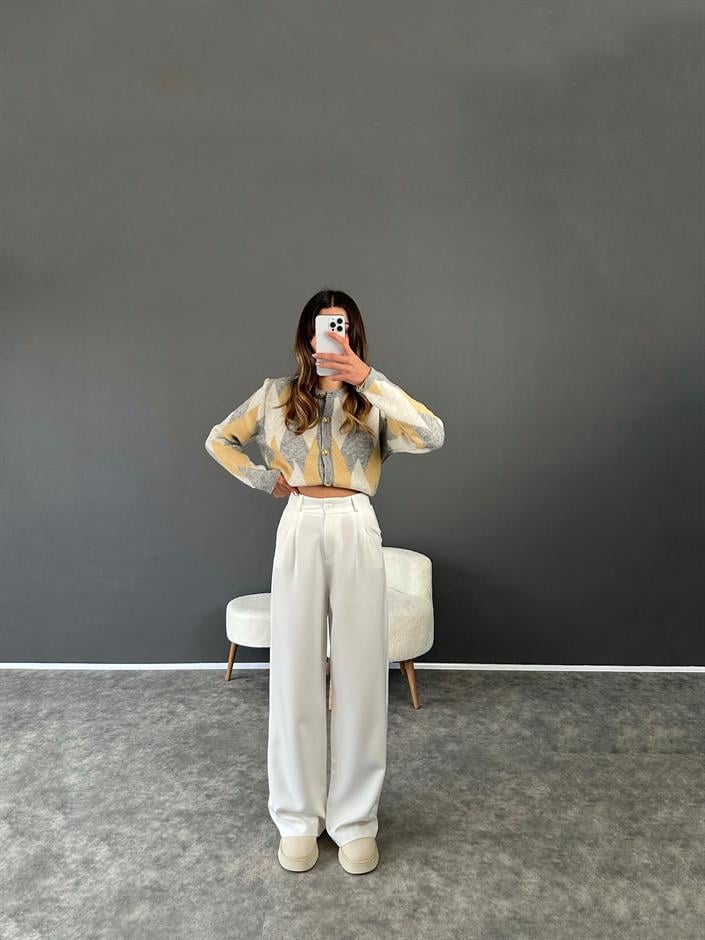 Beyaz Palazzo Pantolon 