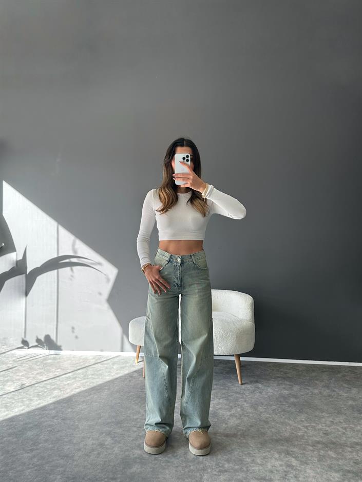 GR Yeşil Cep Detaylı Eskitme Jean