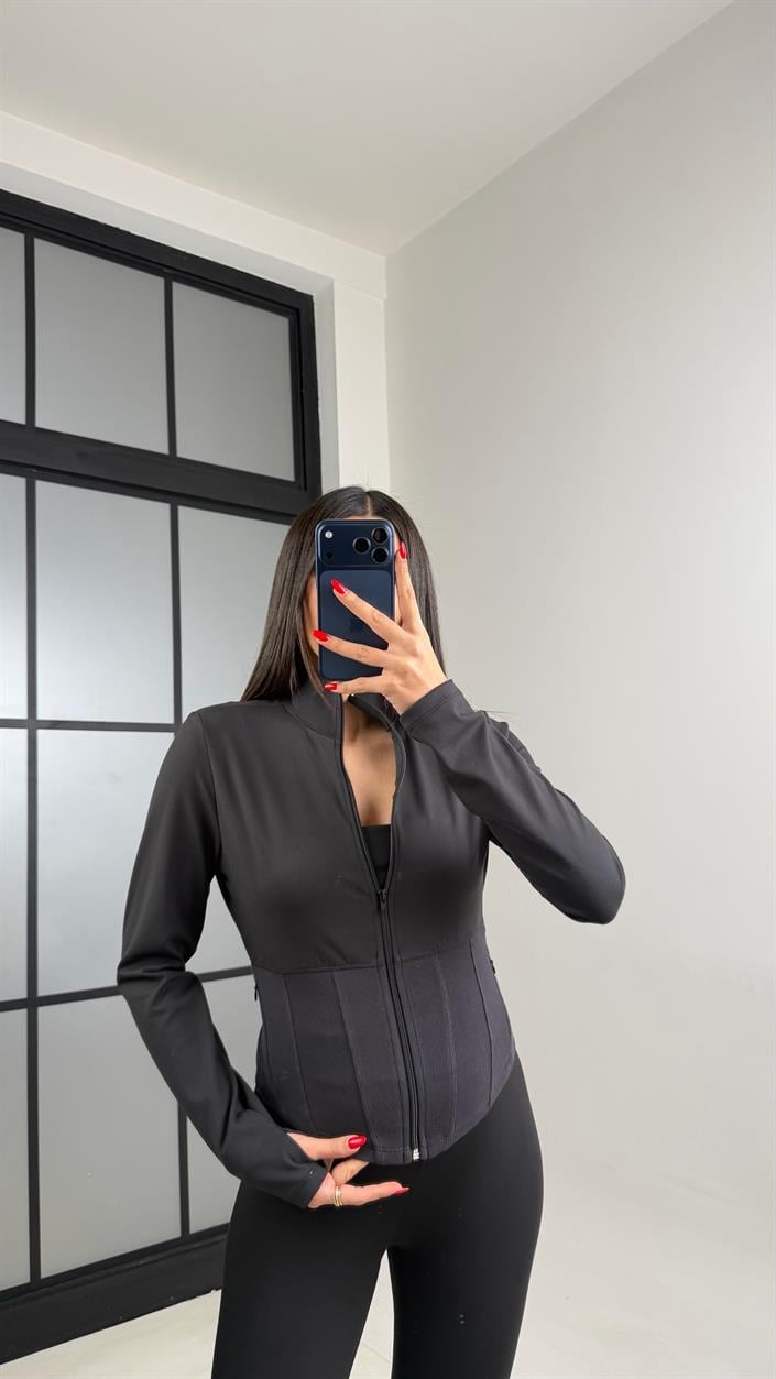 Siyah Korse Detaylı Muadil Hırka GAUS-00961