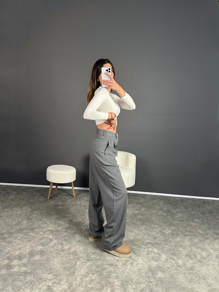 Noa Gri Premium Palazzo Pantolon