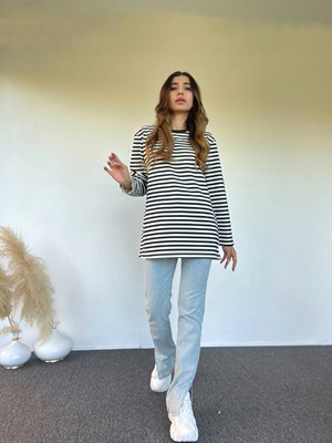 Çizgili Basic Sweatshirt