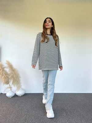 Çizgili Basic Sweatshirt