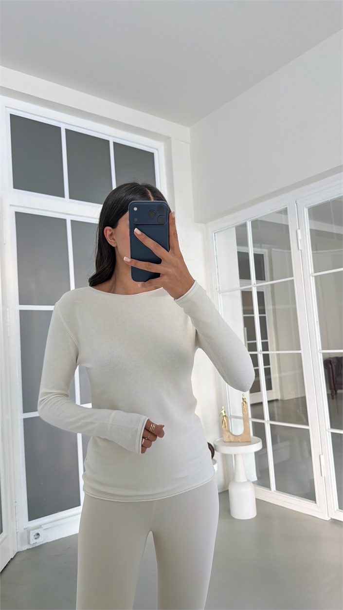 Ekru Kaşmir Dokulu Bluz GAUS-02166