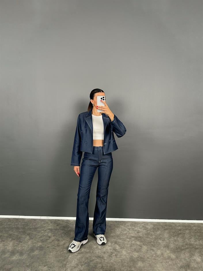 Jack Mavi Tensel Denim Ceket Pantolon Takım