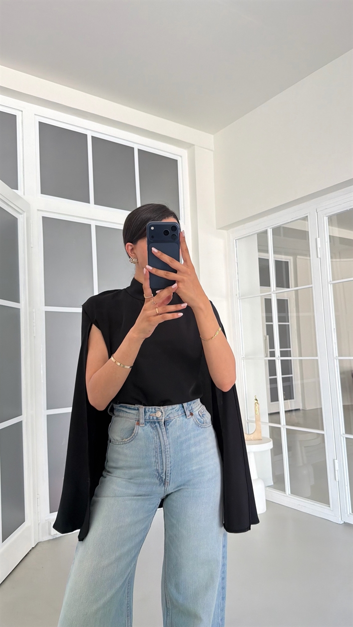 Siyah Muadil Pelerin Bluz GAUS-01756