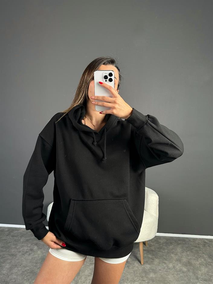 Nadia Siyah Şardonlu Sweatshirt 