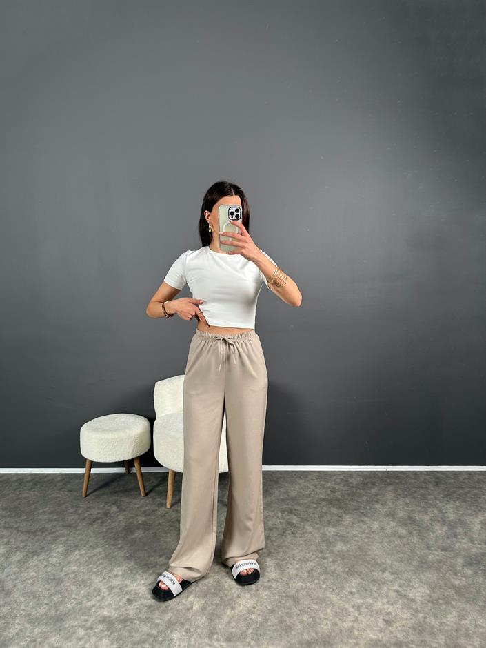 Nia Vizon Keten Beli Lastikli Pantolon