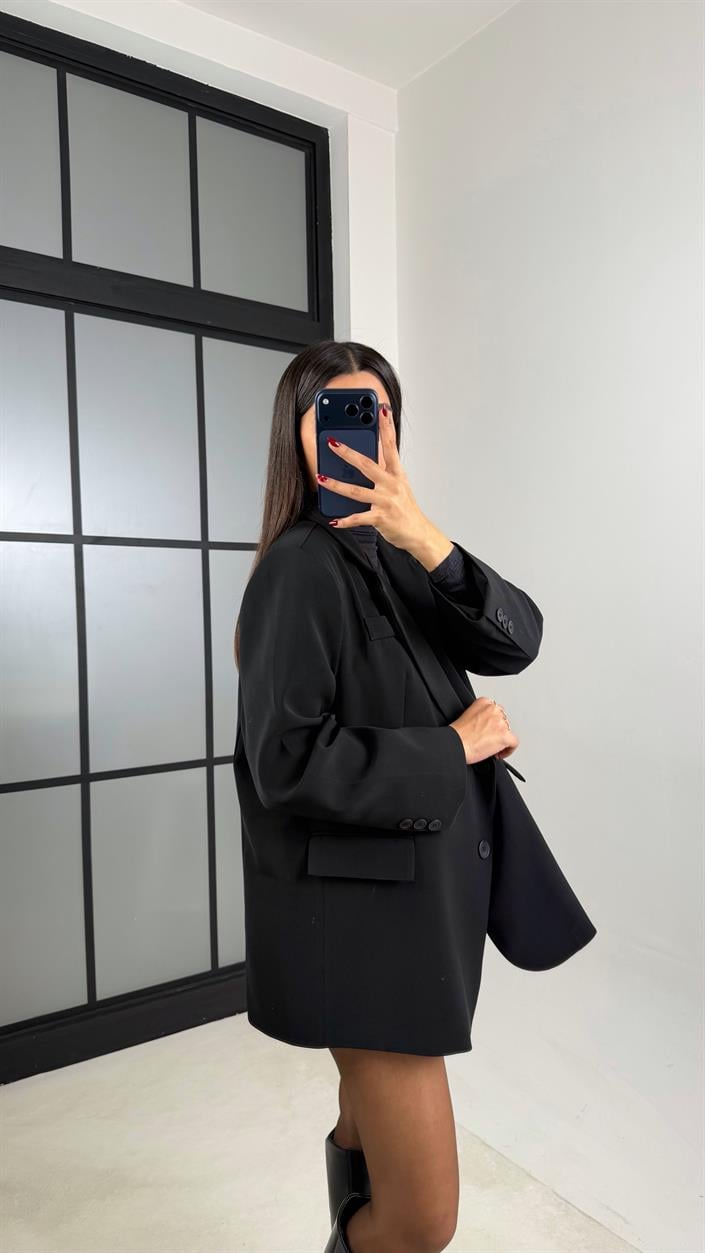 Siyah Astarlı Vatkalı Blazer Ceket GAUS-00610