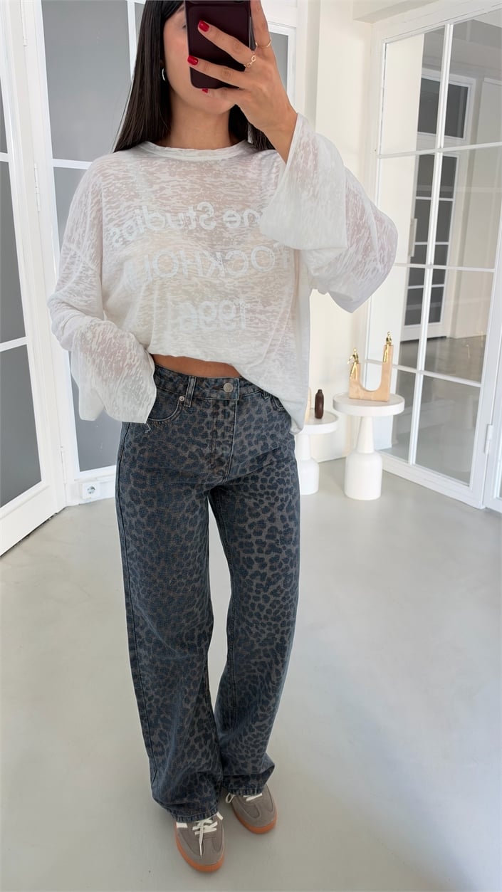 Leopar Desenli ZR Model Tasarım Straight Jean GAUS-02284