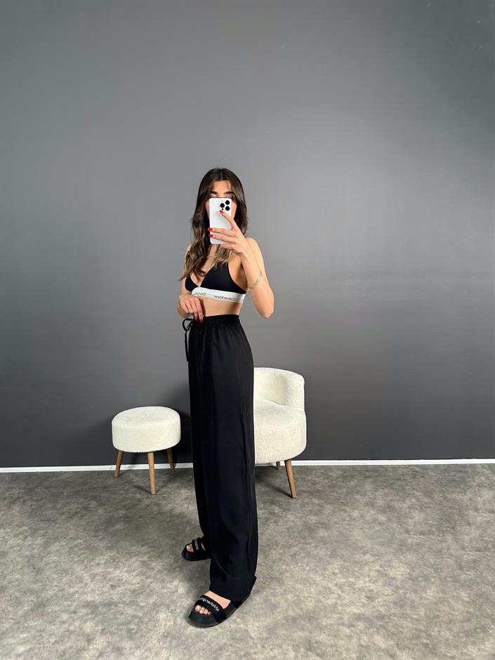 Raisa Siyah Basic Beli Lastikli Pantolon