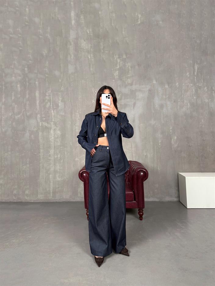 Vesa Lacivert Wide Leg Jean