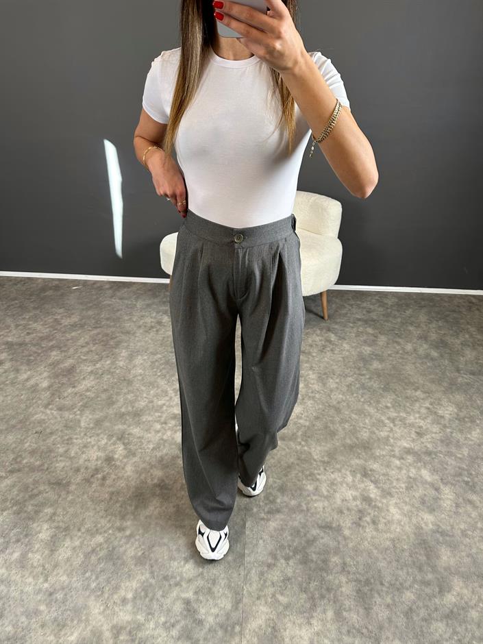 Pascal Gri Beli Lastikli Pantolon