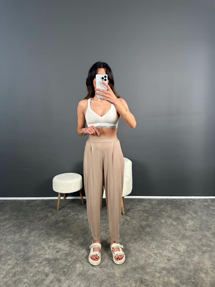 Tanya Açık Vizon Yazlık Modal Kumaş Harem Pantolon
