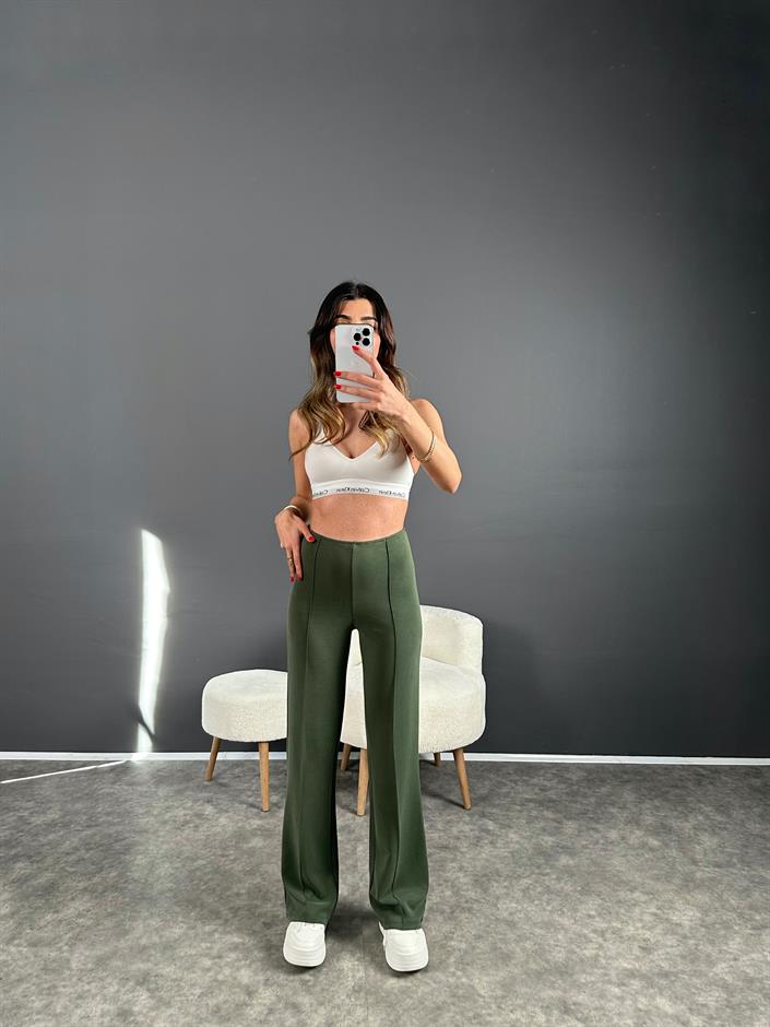 Haki Çımalı Modal Pantolon 