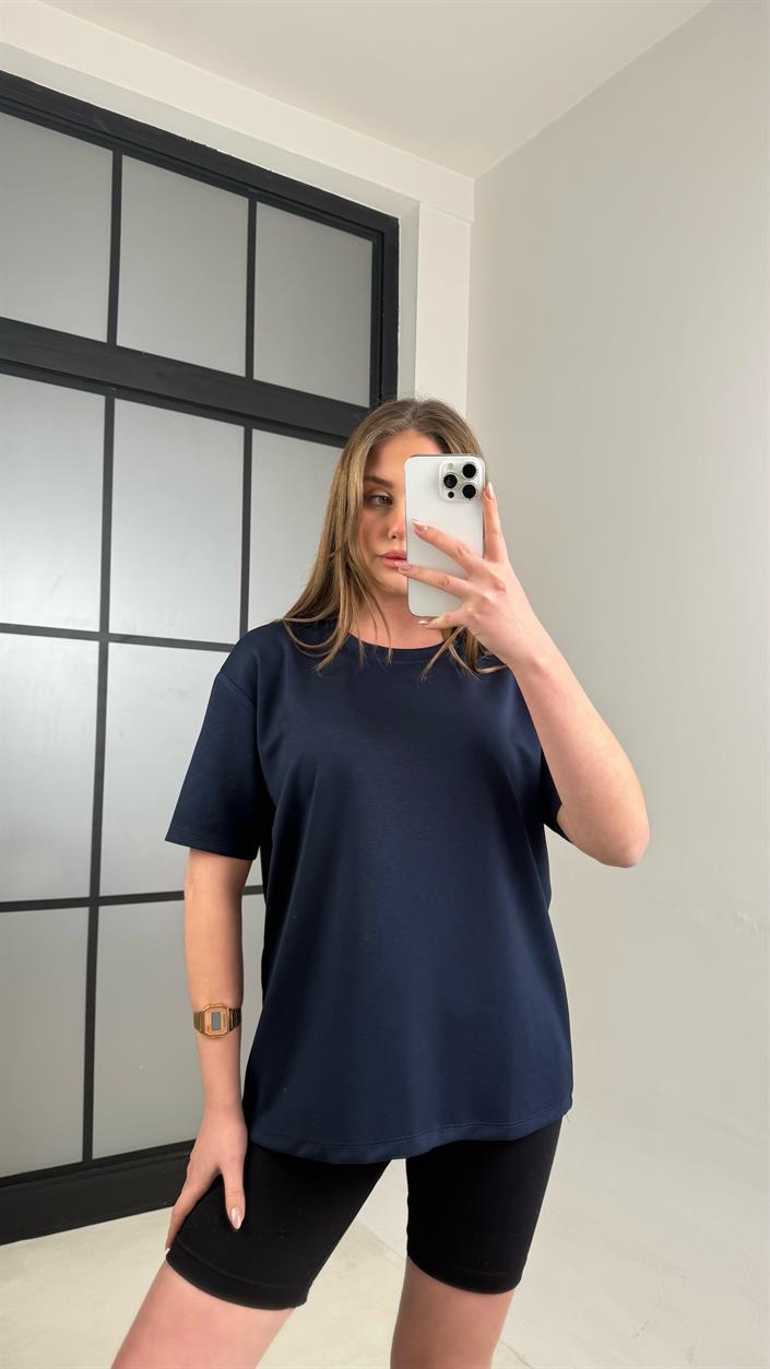 Lacivert Basic Kısa Kol Modal Tshirt GAUS-01059