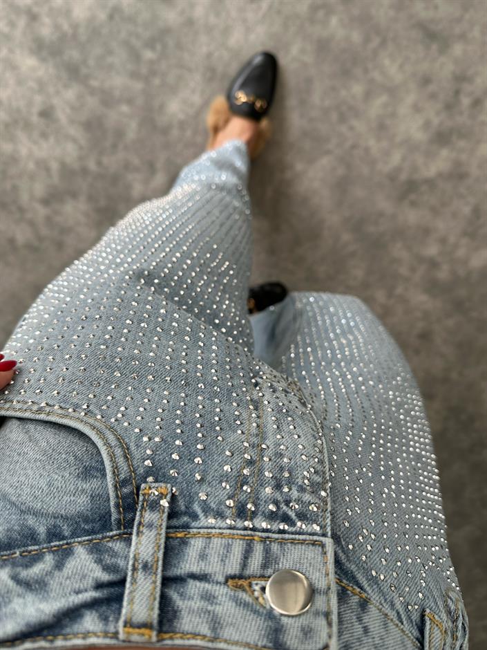 Tasarım Mavi Taşlı Jean 