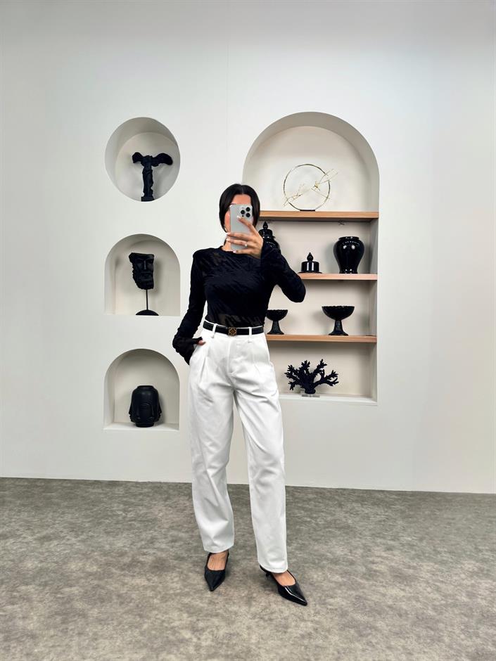 Sug Beyaz Gabardin Havuç Pantolon