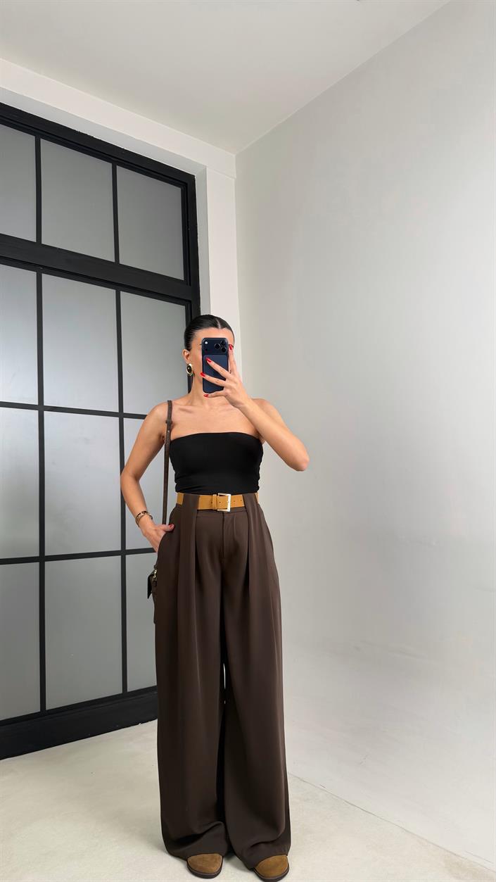 Kahve Kemerli Tasarım Premium Pantolon GAUS-00993