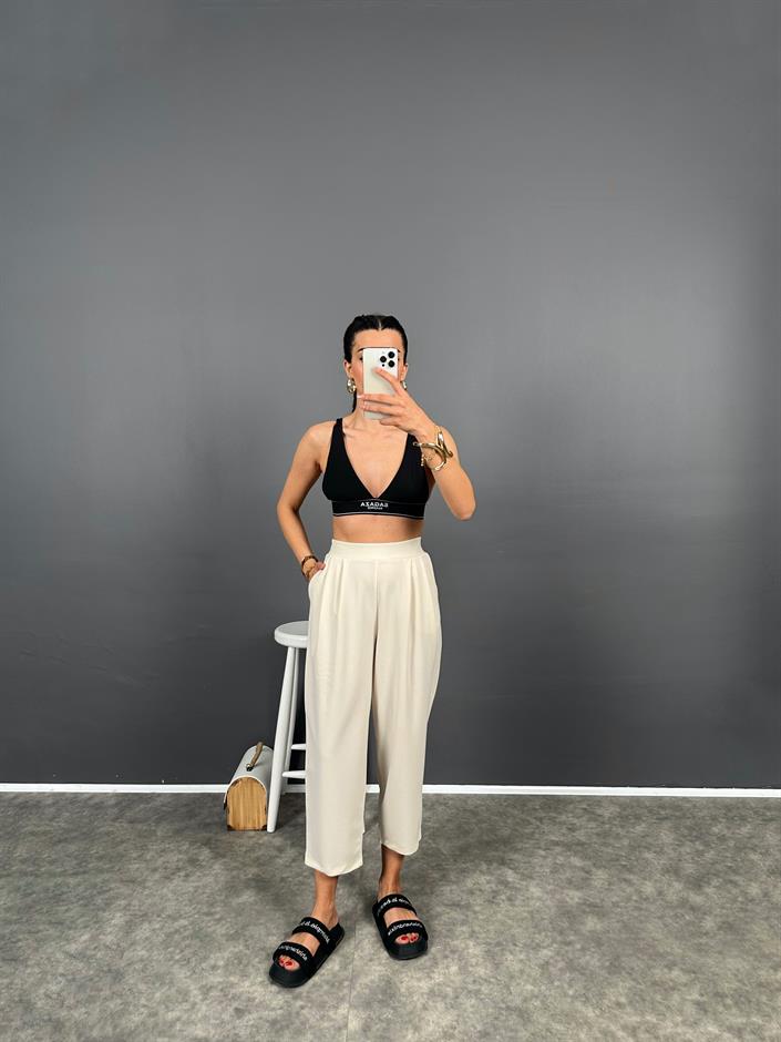 Buddle Taş Arkası Lastikli Rahat Kalıp Krep Pantolon