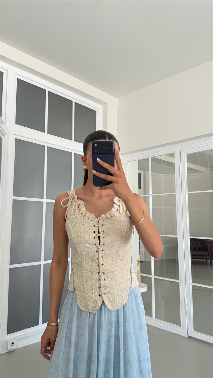 Krem Fistolu Yan Fermuarlı Korse GAUS-01704