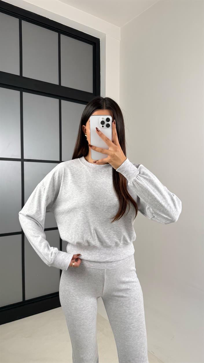 Gri Sweat İspanyol Paça Pantolon Muadil İkili Takım GAUS-00208