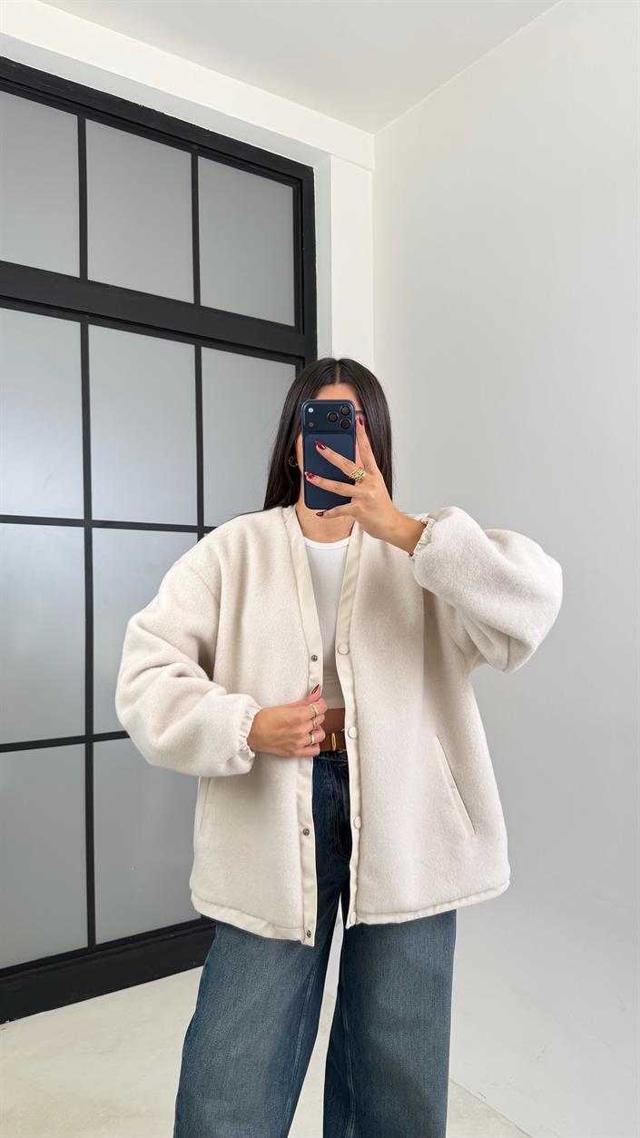 Taş Çıtçıt Düğmeli Astarlı Peluş Ceket GAUS-00632