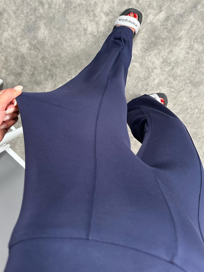 Bancy Lacivert Çımalı Rahat Modal Pantolon