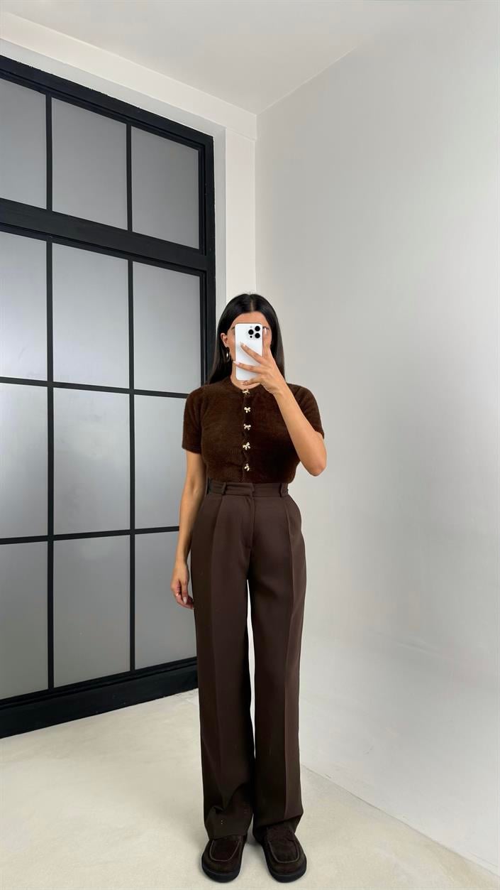 Acı Kahve Cep Detaylı Kumaş Pantolon GAUS-00140