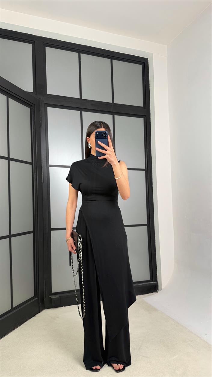 Siyah ZR Model Kaşmir Dokulu Bluz GAUS-01355