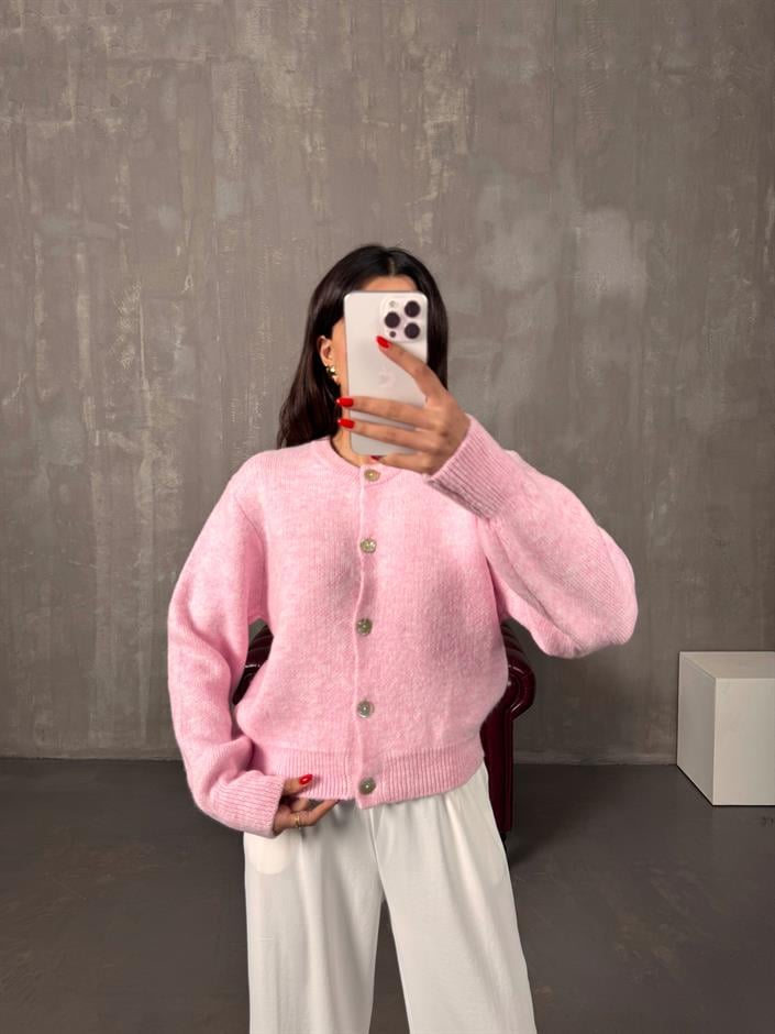 Toms Pembe Düğmeli Yumoş Hırka