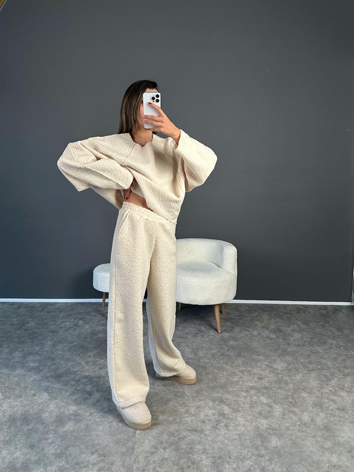 Kylie Ekru Teddy Buklet İkili Takım 