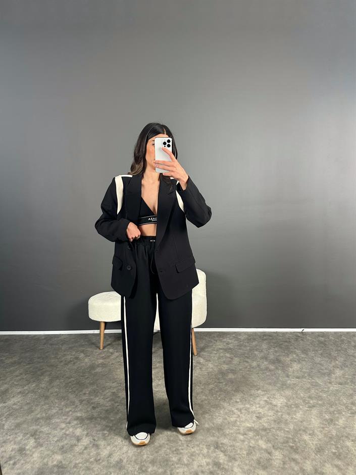 RY Premium Şeritli Blazer Ceket Pantolon Takım 