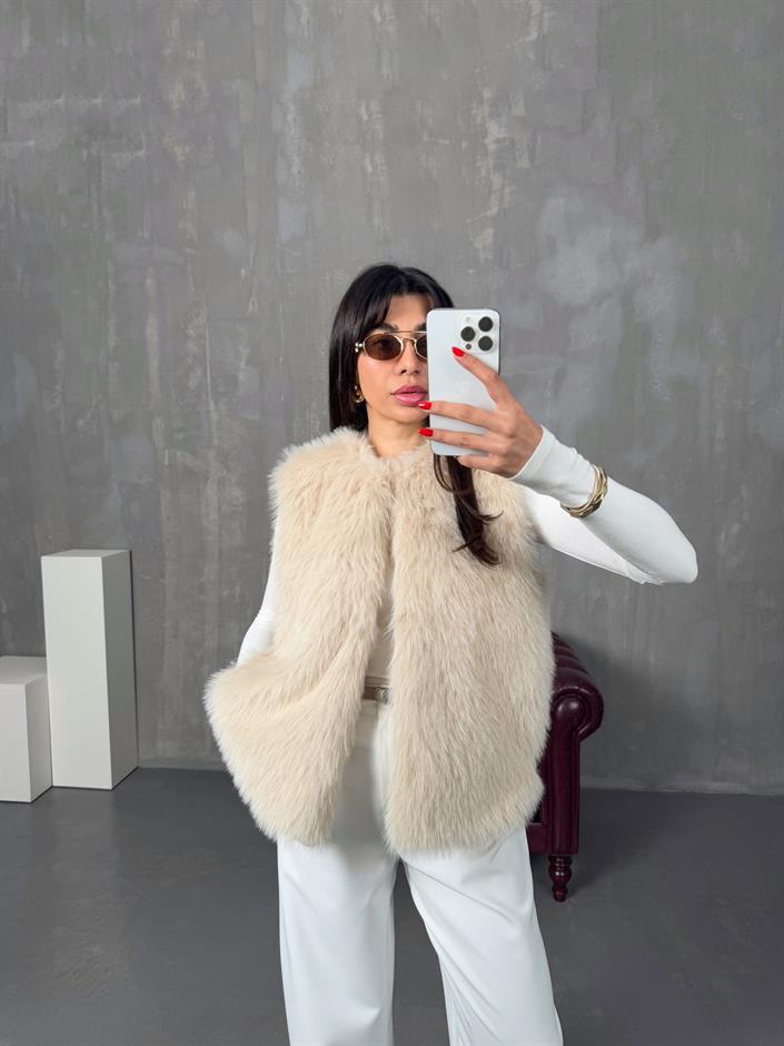 Tilly Taş Peluş Astarlı Kürk Yelek