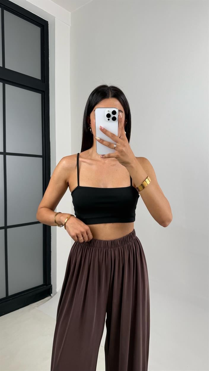 Kahve Beli Lastikli Modal Kumaş Pantolon Gaus00668