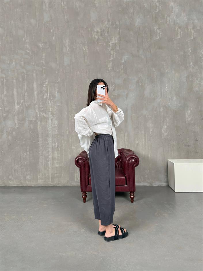 Orfi Antrasit Çımalı Tensel Şalvar Pantolon