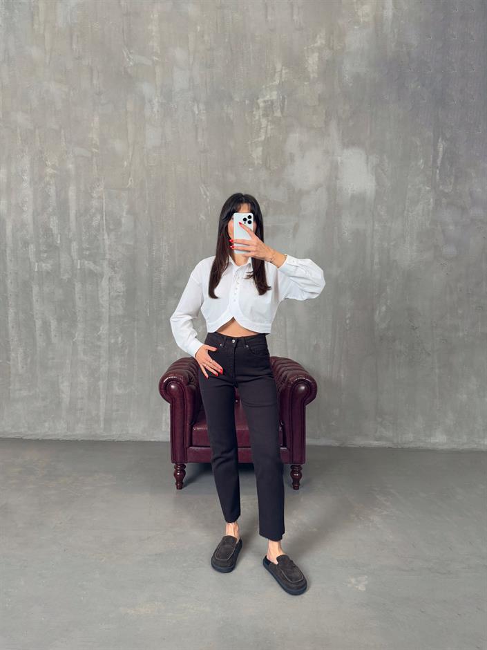 Rick Acı Kahve ZR Kesik Paça Mom Jean